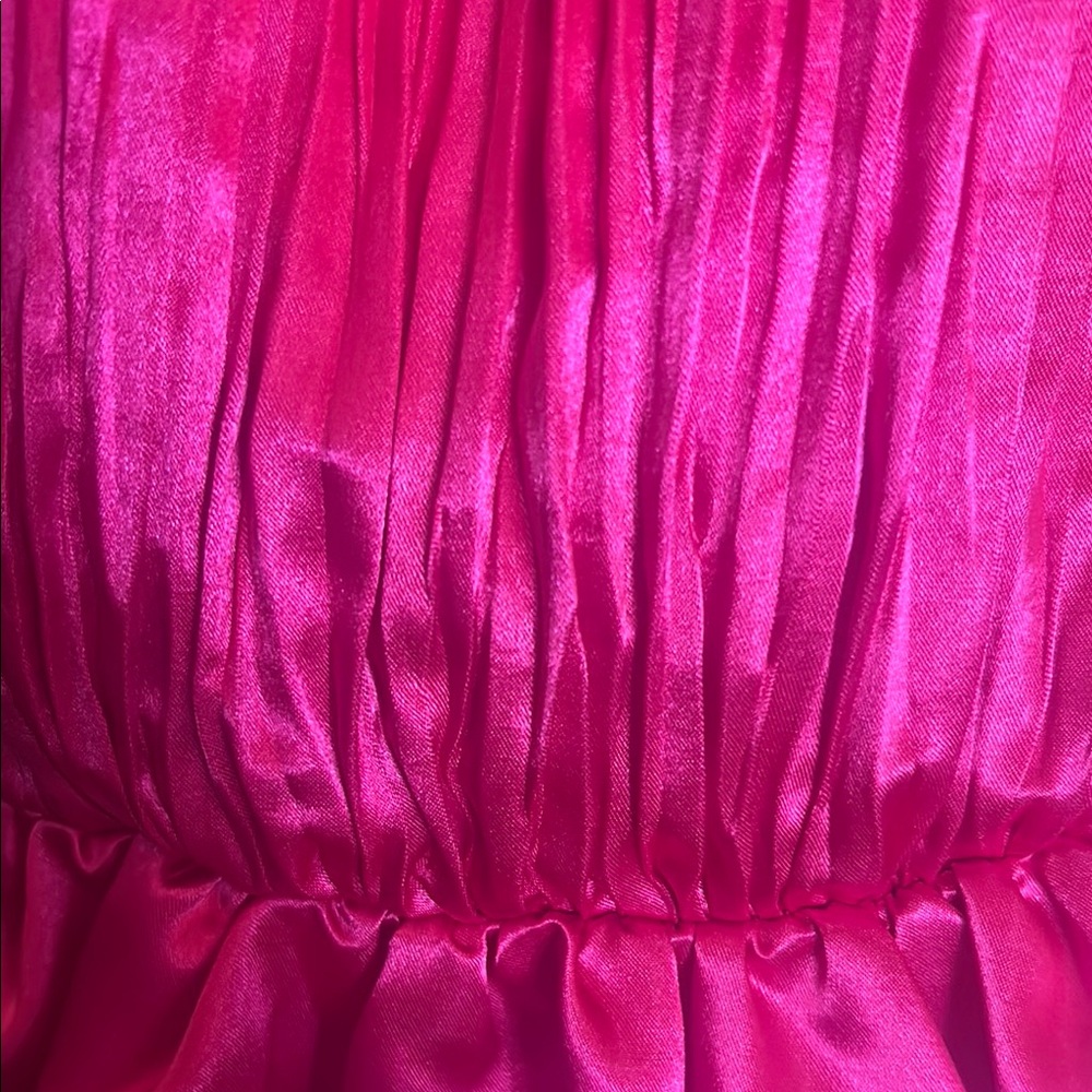 Anthropologie (NWT) HOT Pink Satin Bow statement Dress- - Picture 6 of 11
